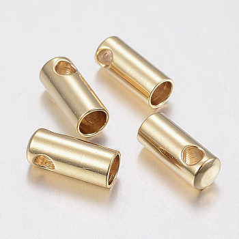 201 Stainless Steel Cord Ends, Golden, 8x3.6mm, Hole: 2mm, Inner Diameter: 3mm