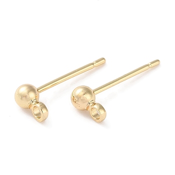 Rack Plating Brass Stud Earring Settings, Long-Lasting Plated, Lead Free & Cadmium Free, Round, Light Gold, 14x3mm, Hole: 1.2mm, Pin: 11x0.9mm