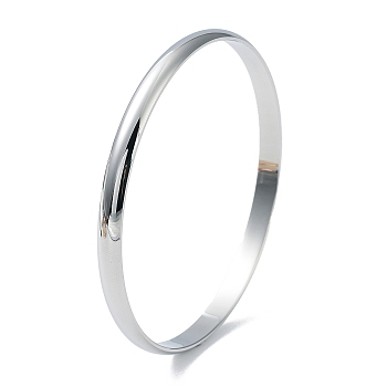 Fashion Polished 304 Stainless Steel Plain Bangles, Stainless Steel Color, 2-1/2 inch(6.5cm)