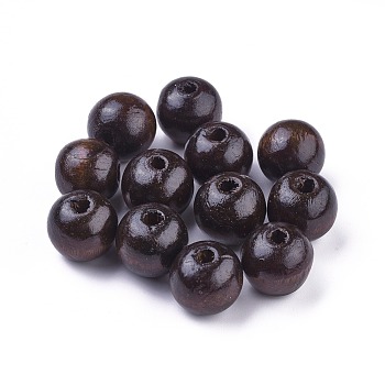 Dyed Natural Wood Beads, Round, Lead Free, Coconut Brown, 20x18mm, Hole: 4.5mm