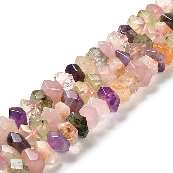 Natural Mixed Quartz Beads Strands, Faceted, Nuggets, 10~11x8~10x7~8mm, Hole: 1mm, about 22~23pcs/strand, 7.09~7.48''(18~19cm)