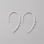 Iron Ear Cuff Findings, Climber Wrap Around Non-piercing Earring Findings with Horizontal Loops, Silver, 59x33x2mm, Hole: 1.4mm(EJEW-WH0017-79S)