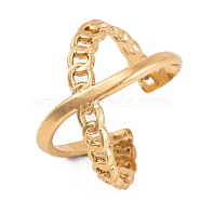 PVD Vacuum Plating 304 Stainless Steel Cuff Rings, Criss Cross Rings for Women, Golden, 14mm(RJEW-G316-13G)