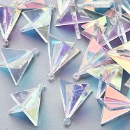 Transparent Acrylic Pendants, Laser Style, 3D Triangle, Loops, Clear, 21.5x21.5x21.5mm, Hole: 1.5mm(X-KY-S163-193)