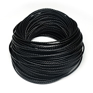 Leather Braided Cord, Black, 3mm, about 54.68 yards(50m)/bundle(WL-Q005-3mm-60)