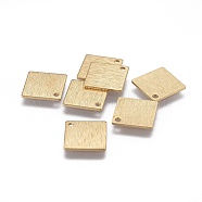 Brass Pendants, Rhombus, Raw(Unplated), 15x15x0.8mm, Hole: 1.4mm(KK-F789-01C)