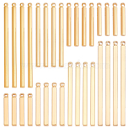 32Pcs 8 Style Brass Pendants, Bar, Real 18K Gold Plated, 15~40x2x2mm, Hole: 0.8~1mm, 4pcs/style(KK-SC0003-03)