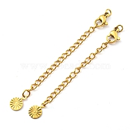 304 Stainless Steel Curb Chain Extender, End Chains with Lobster Claw Clasps and Sun Chain Tabs, Real 18K Gold Plated, 69mm(STAS-G310-09G)