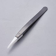 Stainless Steel Beading Tweezers, with Porcelain, Gunmetal & Stainless Steel Color, 13~13.1x0.95~1cm(TOOL-F006-03A)