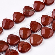 Natural Red Jasper Beads Strands, Top Drilled Beads, Faceted, Teardrop, 13x13x5mm, Hole: 0.6mm, about 30pcs/strand, 13.98 inch(35.5cm)(G-G821-11A)