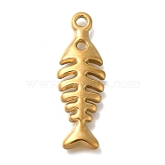 Ion Plating(IP) 304 Stainless Steel Pendants, Fishbone Charm, Golden, 26.5x9x2mm, Hole: 1.6mm(STAS-M075-15G)