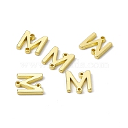 Rack Plating Brass Connector Charms, Real 18K Gold Plated, Long-Lasting Plated, Cadmium Free & Nickel Free & Lead Free, Letter Links, Letter.M, 10.5x9.5x1.5mm, Hole: 1mm(KK-C007-38G-M)