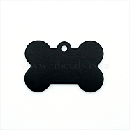 Colored Aluminum Pendants, Laser Cut, Double Sided Dog Pet Name Phone Number ID Tag Charm, Bone, Black, 20.5x30.5x1mm, Hole: 2mm(ALUM-S018-JA627-4)
