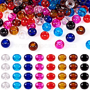 88pcs 8 colors Glass European Beads, Large Hole Beads, Rondelle, Mixed Color, 14~15x10~10.5mm, Hole: 5~6.4mm(GLAA-CD0001-10)