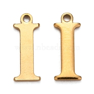 Ion Plating(IP) 304 Stainless Steel Alphabet Charms, Golden, Letter.I, 12.5x4.5x1mm, Hole: 1mm(STAS-H122-I-G)