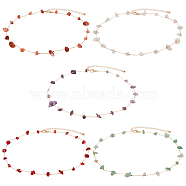 ANATTASOUL 5Pcs 5 Style Natural Mixed Gemstone Chips Beaded Necklace for Women, 16.42 inch(41.7cm), 1Pc/style(NJEW-AN0001-14)