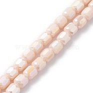 Electroplate Glass Beads Strands, AB Color Plated, Faceted, Barrel, Beige, 8~8.5x8mm, Hole: 1.5mm, about 80pcs/strand, 26.30''(66.8cm)(EGLA-K015-08B)