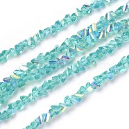 Electroplate Glass Bead Strands, AB Color Plated, Faceted, Triangle, Light Sea Green, 3~3.5x2~3x2~3mm, Hole: 0.7mm, about 176~180pcs/strand, 13.4~15.3 inch(34~39cm)(GLAA-F092-A03)