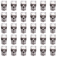 Alloy European Beads, Large Hole Beads, Skull, Antique Silver, 12x9x7.5mm, Hole: 4mm, 50pcs/box(PALLOY-SC0003-41AS)