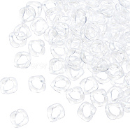 Transparent Acrylic Linking Rings, Quick Link Connectors, with Glitter Powder, Twisted Square, Clear, 17x16x4mm, 300pcs/bag(TACR-FH0001-11)