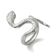 304 Stainless Steel Open Cuff Ring, Snake, Stainless Steel Color, US Size 7 1/4(17.5mm)(RJEW-L110-034P)