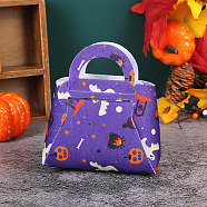 Halloween Theme Non-woven Fabric Gift Bags with Handle, Candy Bags, Trapezoid with Pumpkin & Ghost Pattern, Blue Violet, 12.4x6.5x12.5cm(ABAG-G014-01A)