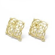 Alloy Stud Earring Findings, with Loop, Brass Pins and Ear Nuts/Earring Backs, Long-Lasting Plated, Rhombus, Matte Light Gold, 21.5x19mm, Hole: 1.4mm, Pin: 0.7mm(PALLOY-F255-08MLG)