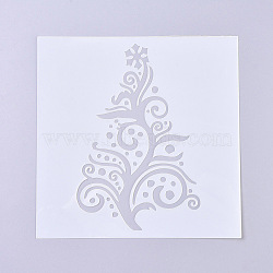 Christmas Theme Plastic Reusable Drawing Painting Stencils Templates, for Painting on Fabric Canvas Tiles Floor Furniture Wood, Christmas Tree, Clear, 130x130x0.2mm(DIY-G027-E02)