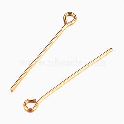 Ion Plating(IP) 304 Stainless Steel Eye Pin, Golden, 25mm, Hole: 1.9x2mm, Pin: 0.7mm(STAS-G075-17G)
