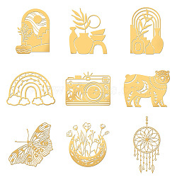 Nickel Decoration Stickers, Metal Resin Filler, Epoxy Resin & UV Resin Craft Filling Material, Bohemian Theme, Mixed Shapes, 40x40mm, 9 style, 1pc/style, 9pcs/set(DIY-WH0450-057)