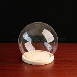 High Borosilicate Glass Dome Cover, Decorative Display Case, Cloche Bell Jar Terrarium with Wood Base, Clear, 180mm(DJEW-PW0001-22C-04)