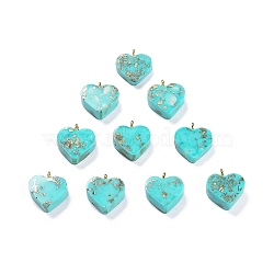 Synthetic Turquoise Pendants, with Light Gold Tone Iron Loop, Heart Charms, 17x16x3.5~6mm, Hole: 1.5mm(G-C034-13G)