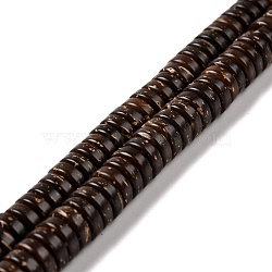Coconut Beads Strands, Flat Round, Coconut Brown, 8x3mm, Hole: 1.5mm, about 110~111pcs/strand, 13.27''(33.7~33.8cm)(COCB-D003-02B)