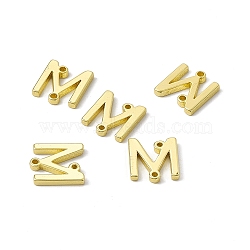 Rack Plating Brass Connector Charms, Real 18K Gold Plated, Long-Lasting Plated, Cadmium Free & Nickel Free & Lead Free, Letter Links, Letter.M, 10.5x9.5x1.5mm, Hole: 1mm(KK-C007-38G-M)