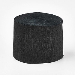 Handmade Crepe Paper Wrapping Paper Goffer for Birthday Wedding Party Decoration, Black, 35~36mm, about 10m/roll(DIY-WH0075-03)