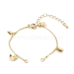 Brass Curb Chains Bracelet Making, with Brass Soldered Curb Chains and Spring Ring Clasp, 304 Stainless Steel Open Jump Rings, Butterfly, Real 18K Gold Plated, 6-1/8 inch(15.7cm)(AJEW-JB01074)