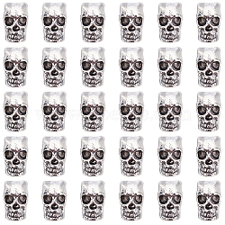Alloy European Beads, Large Hole Beads, Skull, Antique Silver, 12x9x7.5mm, Hole: 4mm, 50pcs/box(PALLOY-SC0003-41AS)