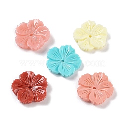 Synthetic Coral Beads, Dyed, Flower, Mixed Color, 19x20x4mm, Hole: 1.6mm(CORA-D033-04)