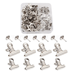 Iron Clips and Round Head Drawing Pins, Platinum, 40sets(AJEW-TA0001-14P)