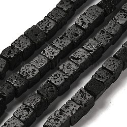 Natural Lava Rock Beads Strands, Cube, 6.5x6.5x6.5mm, Hole: 0.8mm, about 61~62pcs/strand, 15.75~15.94''(40~40.5cm)(G-G175-E15-01)