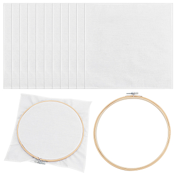 WADORN 1Pc Embroidery Hoops, Bamboo Circle Cross Stitch Hoop Rings, with 10Pcs Cotton Cloth for Tie-dye, White, 220x212x10mm