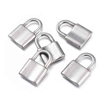 304 Stainless Steel Pendants, Padlock, Stainless Steel Color, 31x20x4.5mm, Hole: 10x11mm