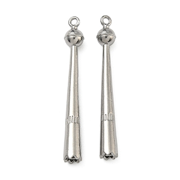 304 Stainless Steel Pendants,  Long Cone Charm, Stainless Steel Color, 50x6mm, Hole: 1.8mm
