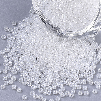 12/0 Imitation Jade Glass Seed Beads, Luster, Round, White, 2mm, Hole: 1mm, about 40000pcs/bag