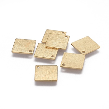 Brass Pendants, Rhombus, Raw(Unplated), 15x15x0.8mm, Hole: 1.4mm