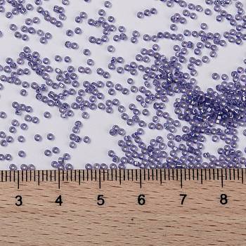MIYUKI Round Rocailles Beads, Japanese Seed Beads, (RR649) Dyed Violet Silverlined Alabaster, 15/0, 1.5mm, Hole: 0.7mm, about 5555pcs/bottle, 10g/bottle