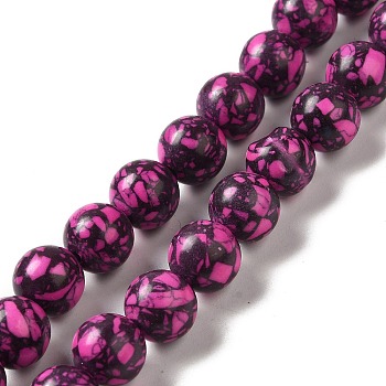 Synthetic Gemstone Dyed Beads Strands, Round, Fuchsia, 10mm, Hole: 1.6mm, about 38pcs/strand, 14.76''(37.5cm)