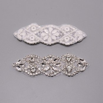 Hotfix Rhinestone, Iron on Patches, Dress Shoes Garment Decoration, Flower, Crystal, 100x30x7.5mm