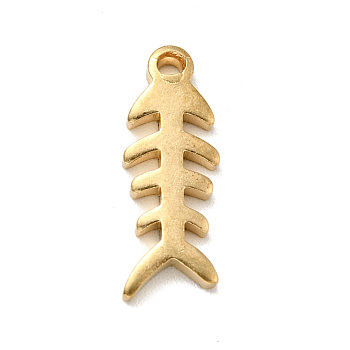 Brass Pendants, Fishbone, Golden, 15x5.5x1.5mm, Hole: 1.2mm