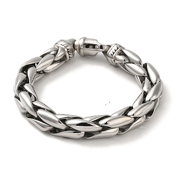 304 Stainless Steel Chunk Wheat Chain Bracelets for Women Men, Stainless Steel Color, 9-1/4 inch(23.5cm)